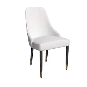 Allure Modern Dining Chairs Faux Leather Seat and Back Solid Wood Legs Contemporary Side Chairs in White