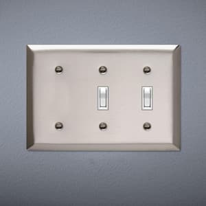 Pass & Seymour 302/304 S/S 3 Gang 2 Toggle 1 Strap Mount Blank Wall Plate, Stainless Steel (1-Pack)