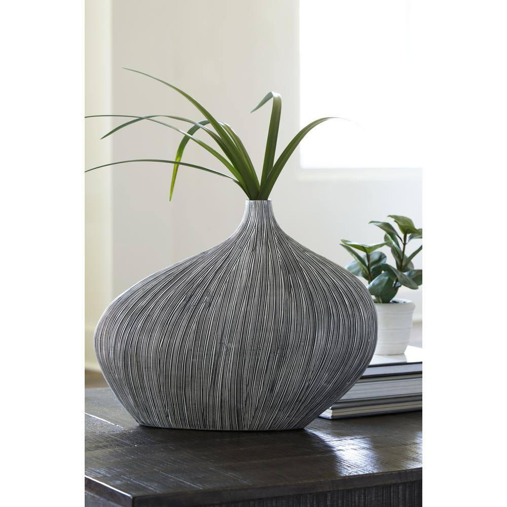 Gray Asymmetrical Curved Polyresin Table Vase