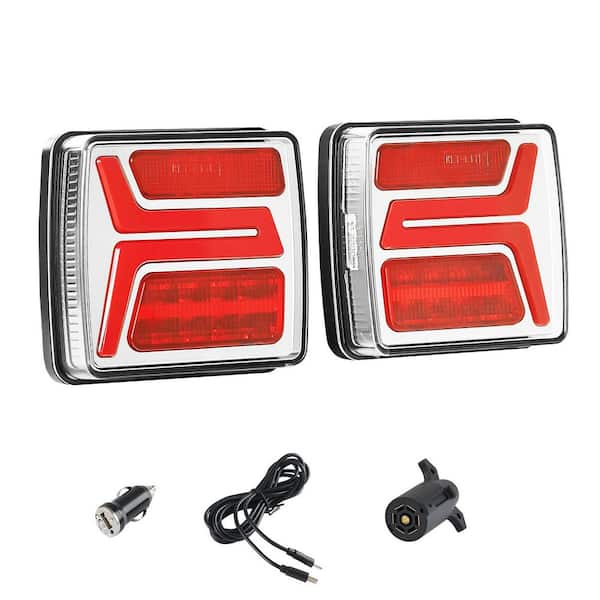 cigarette lighter trailer lights VEVOR Trailer Lights, 0.89 ft. 2PCS 12V Square LED Magnetic Wireless Kit  with Stop Brake Turn Tail License Plate Lamp(Cable)  WXTCDFX2WD0CXN3E8001V9-251209