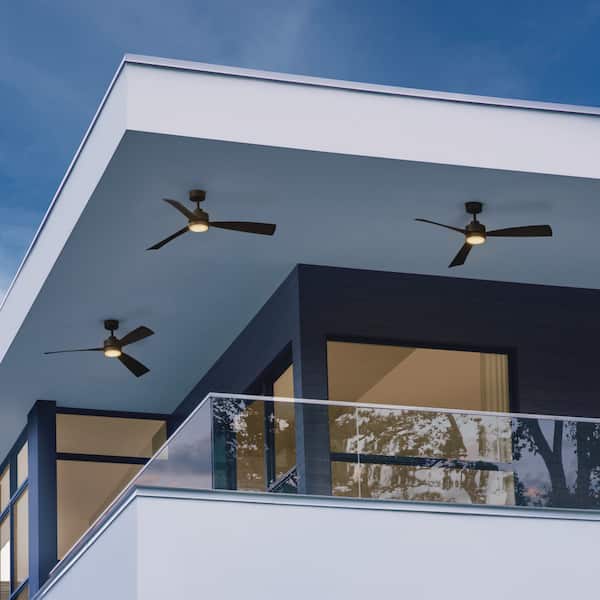 HINKLEY IVER 56.0 in. Integrated LED Indoor/Outdoor Matte Black Ceiling Fan with Remote Control