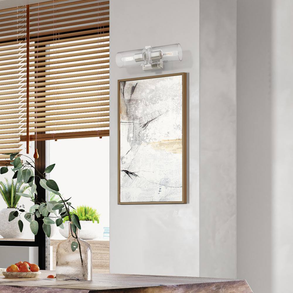 Clarion Brushed Nickel 2-Light Vanity with Clear Glass Shades