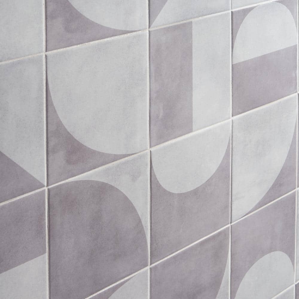 Quincy 8x8 Gray Porcelain Geometric Floor and Wall Tile