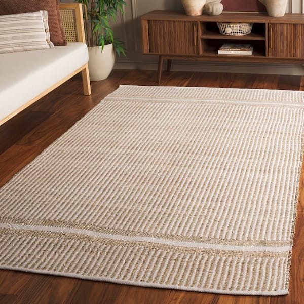 Natural Fiber 5 X 8 Natural/Ivory Striped Area Rug