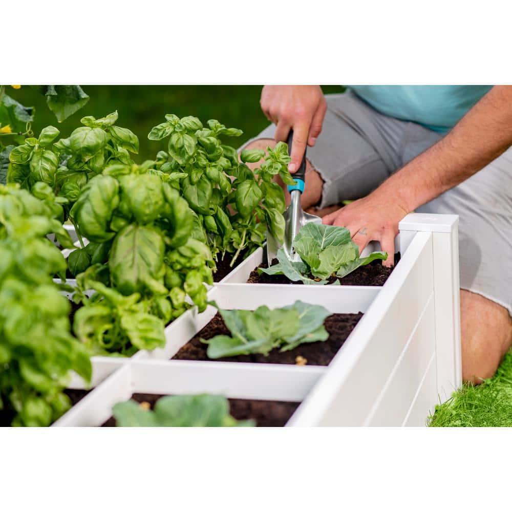 Classic White Vinyl 48" x 48" Raised Garden Bed with Grid