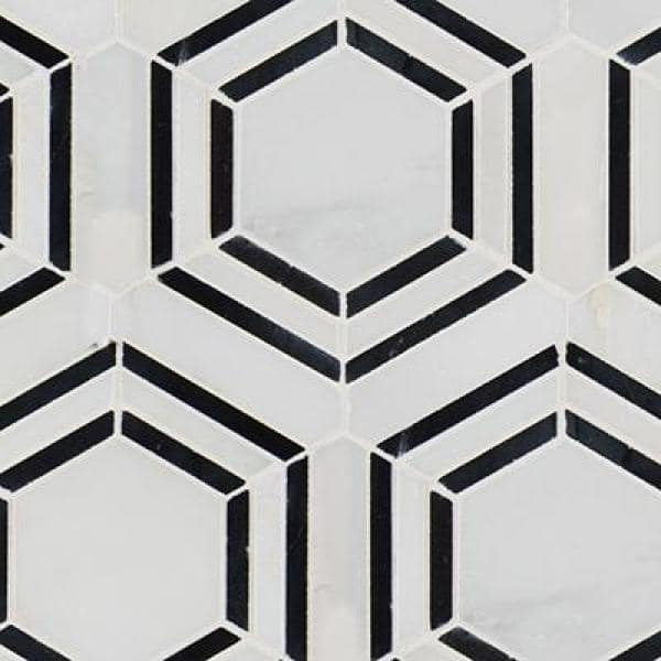 Nero MSI SMOT-GEORAMA-P 13" x 11" Hexagon Mosaic Sheet Polished 