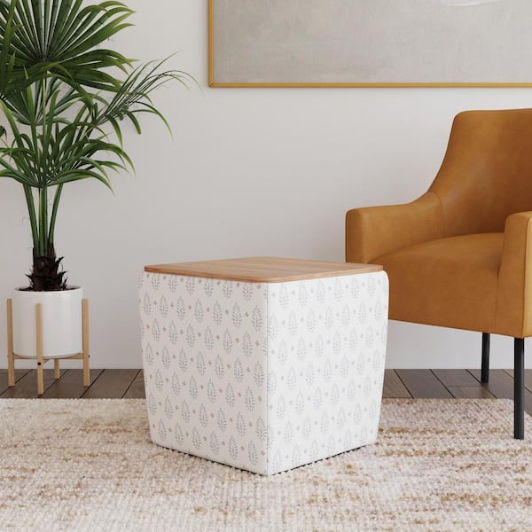 Homepop Sage Paisley Medallion Polyester Square Storage Ottoman with Wood Top