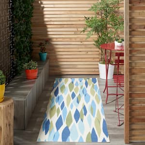 Sun N' Shade Seaglass 2 ft. x 8 ft. Abstract Contemporary Indoor/Outdoor Kitchen Runner Area Rug