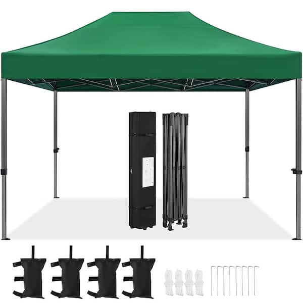 15 x 10 ft. Pop Up Canopy Tent Commercial Instant Heavy-Duty Canopy with Roller Bag Sandbags Guy Lines Ground Stakes