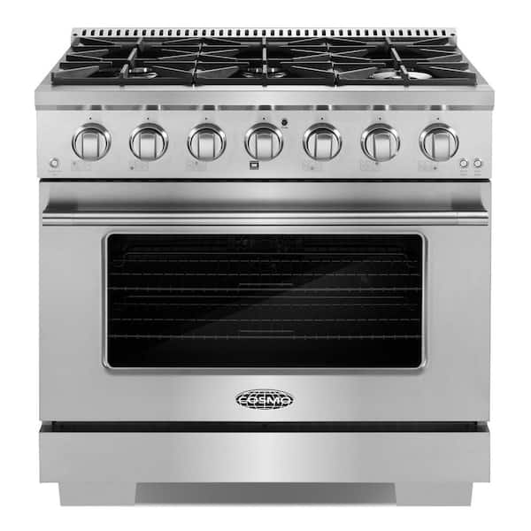 36 in. Vista Collection 5.4 cu. ft. Gas Range, 6-Burners, Convection Oven, LED Light Panel in Modern Stainless Steel