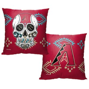 MLB Dbacks Candy Skull Printed Polyester Throw Pillow 18 X 18