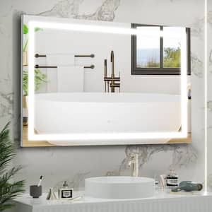 48 in. W x 36 in. H Rectangular Frameless Dimmable Anti-Fog Wall Bathroom Vanity Mirror in White