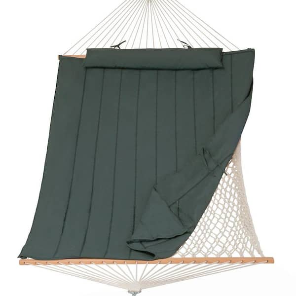 10 ft. to 14 ft. Outdoor Rope Hammock with Polyester Pad, 475 lbs. Capacity, Gray Green