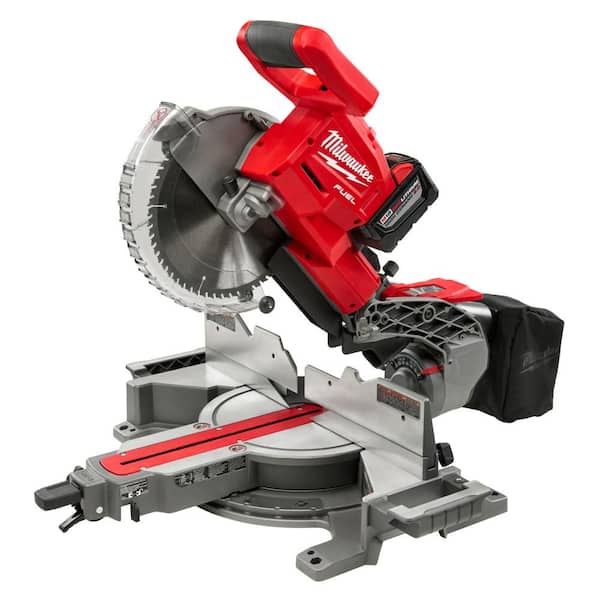 Milwaukee M18 FUEL 18V Lithium-Ion Brushless Cordless 10 in. Dual Bevel Sliding Compound Miter Saw Kit W/(1) 9.0Ah Battery