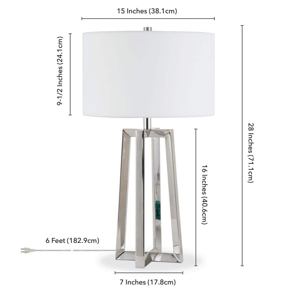 Helena 24.5" Polished Nickel Table Lamp with White Shade