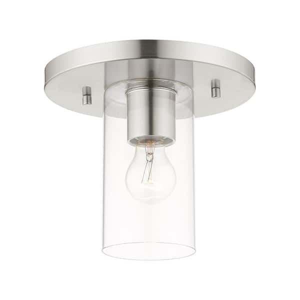 Zurich 1 Light Brushed Nickel Flush Mount