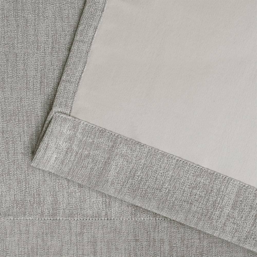 Vesta Black Pearl Heavyweight Textured Linen Blackout Grommet Curtains