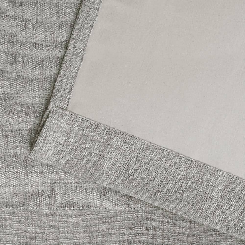 Vesta 96" Gray Linen Room Darkening Grommet Curtain Panels