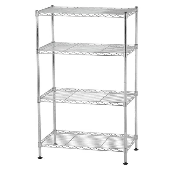 Chrome 4-Tier Heavy Duty Steel Garage Storage Shelving Unit (20 in. W x 32 in. H x 12 in. D)