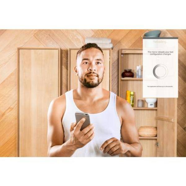 ad notam Smart 36 in. W x 30 in. H Frameless Rectangular Anti-Fog Bathroom Vanity Mirror in Silver/Neutral