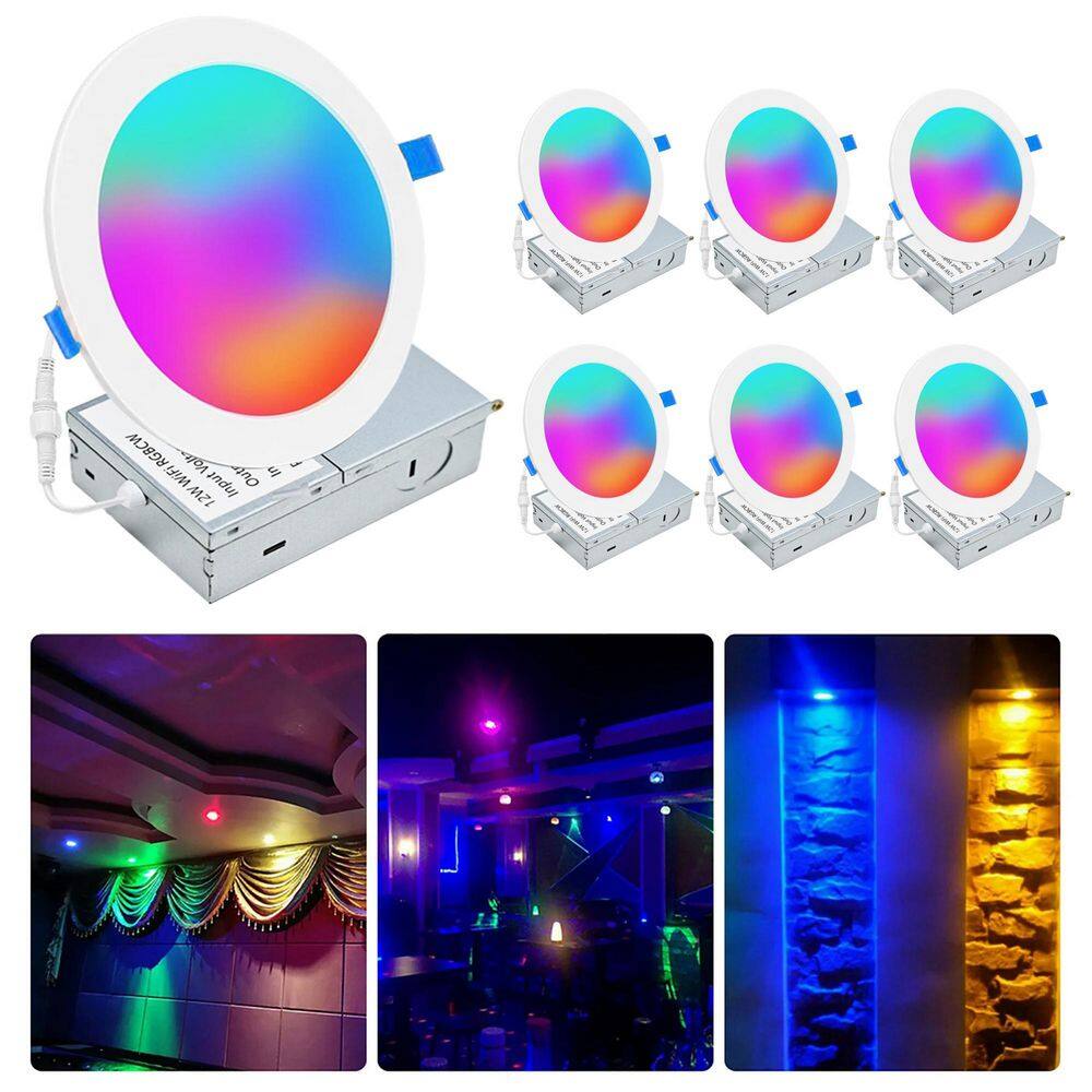 6 in. Round RGBICW Color Changing Slim Canless Wi-Fi Smart LED Recessed Downlight with APP Control (6-Pack) price history on PriceWatchPro