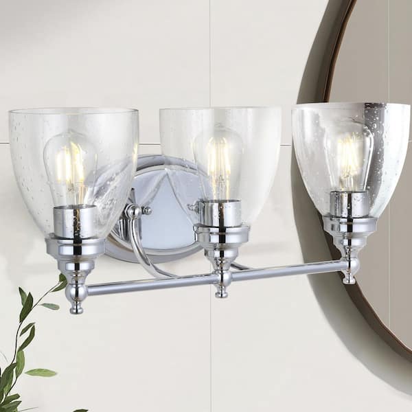 Marais 22.5 in. 3-Light Metal/Glass Chrome LED Wall Sconce