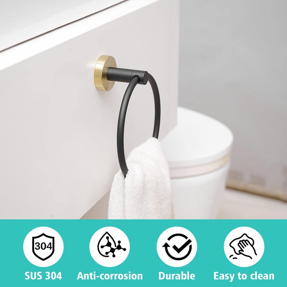 Black and Gold 5-Piece Metal Bathroom Hardware Set