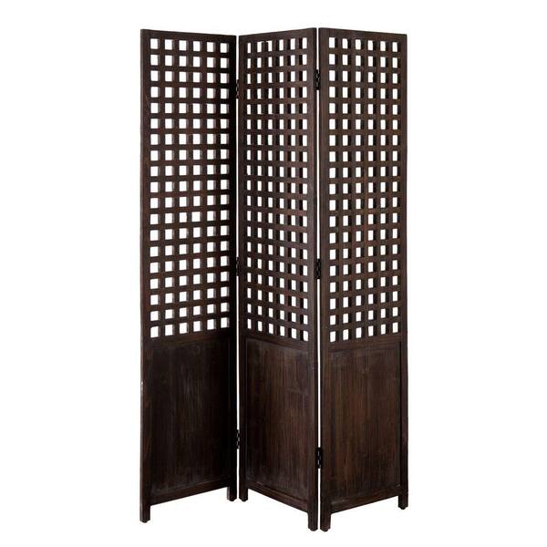 Southern Enterprises 70.25 in. x 47.5 in. Amelia Walnut Room Divider-DISCONTINUED