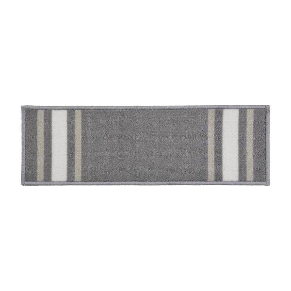 RugStylesOnline Solid Border Custom Size Gray 8 in. x 31.5 in. Indoor Carpet Stair Tread Cover Slip Resistant Backing (Set of 13)