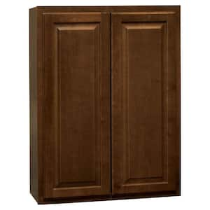 Hampton 27 in. W x 12 in. D x 36 in. H Assembled Wall Kitchen Cabinet in Cognac