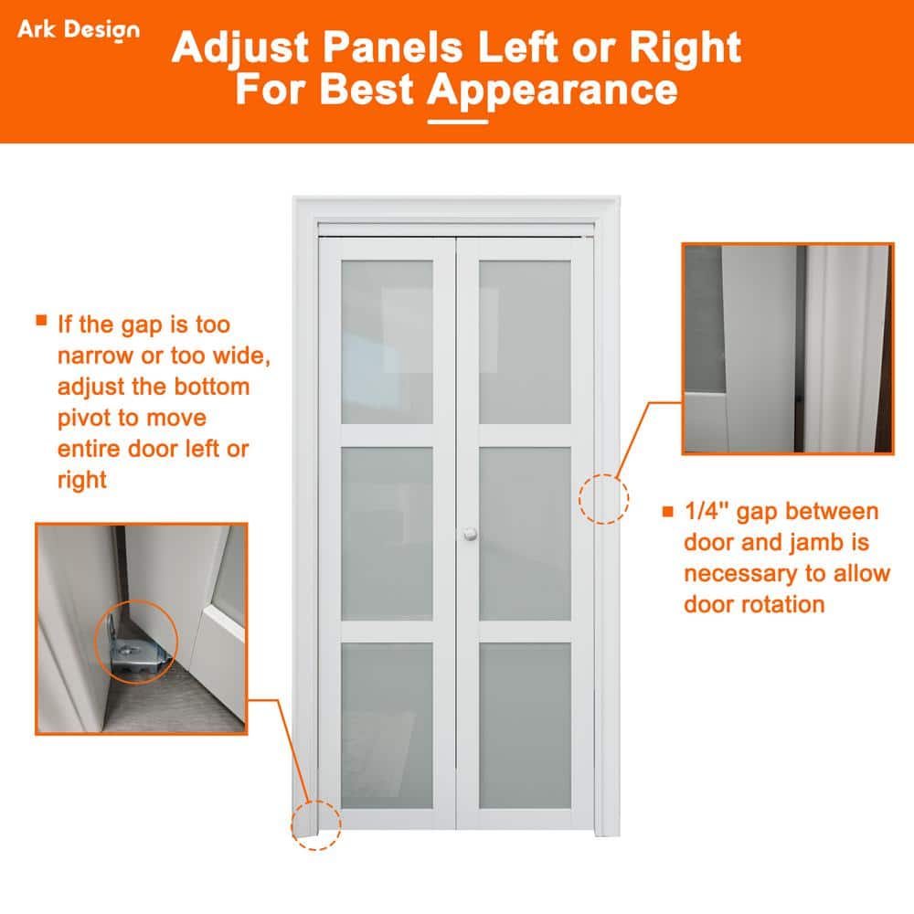 72 in. x 80 in. White Finished Bi-Fold Door with Frosted Glass