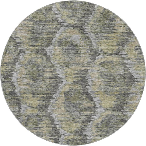 Dream Shag Premium Machine Washable Abstract ADS767 Gray 8 ft. x 8 ft. Round Rug