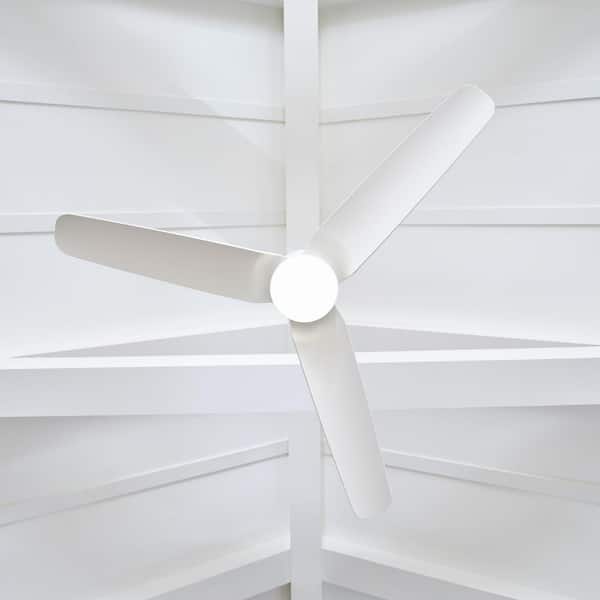 Colgin 56 in. Indoor/Outdoor Matte White Modern Standard Dowrod Mount Ceiling Fan with Integrated LED Light Kit