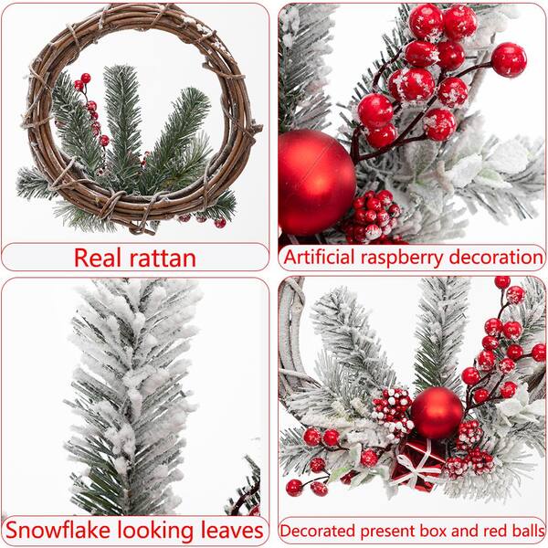 Artificial Christmas Wreath Decorated with Realistic Snowflakes