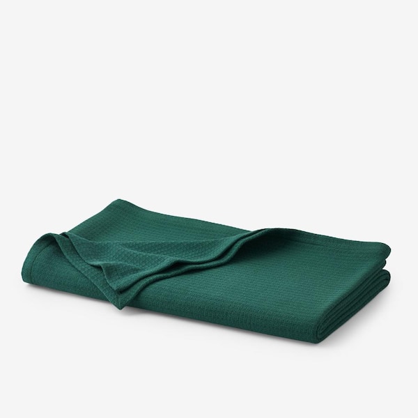 The Company Store Cotton Weave Dark Green Solid King Woven Blanket