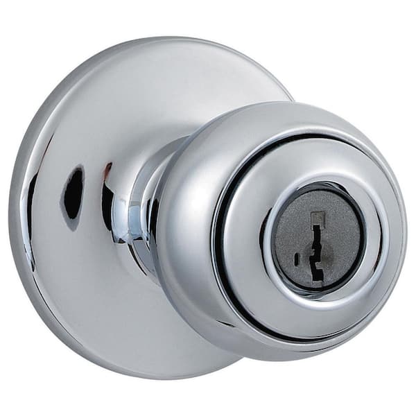 Kwikset Polo Polished Chrome Entry Door Knob Featuring SmartKey Security