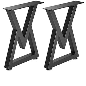 11.8 in. L x 16 in. H Black Metal V-Shape Table Legs for Bench and Table (2-Pack)