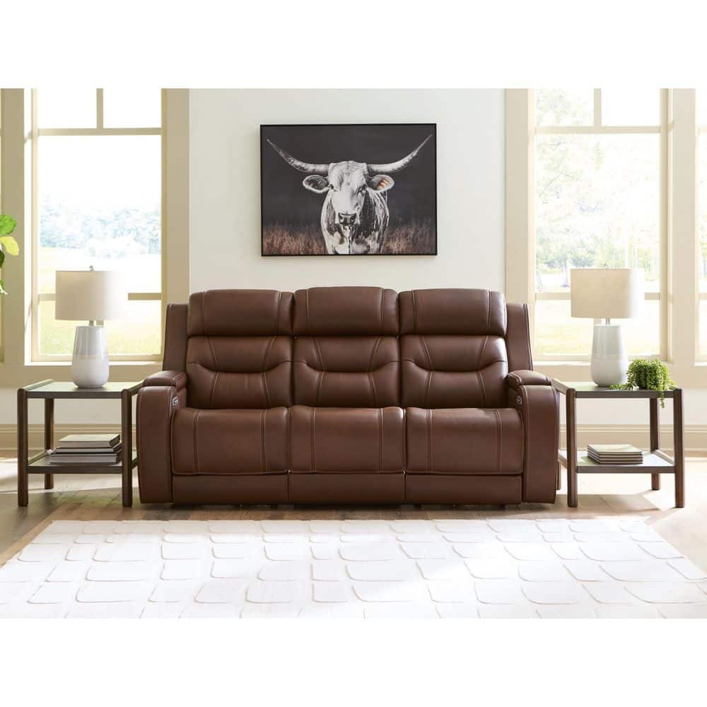 Signature DESIGN BY ASHLEY Guru 87 in. Track Arm Leather Rectangle