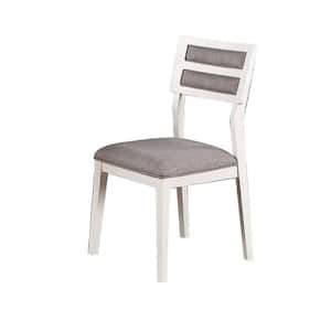 White and Gray Fabric Ladder Back Dining Chair (Set of 2)