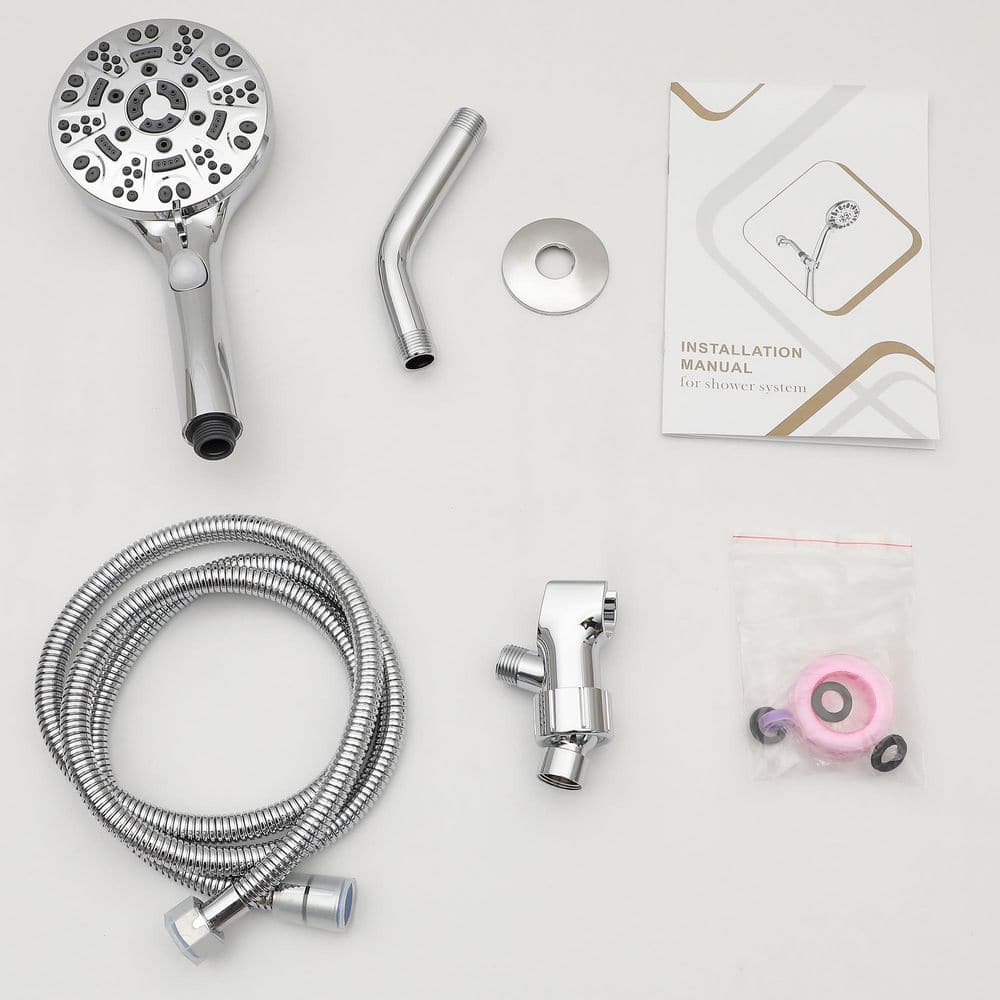Chrome 8-Spray Wall Mounted Handheld Shower Head