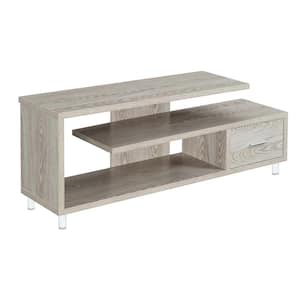 Seal II 59 in. Ice White Particle Board TV Stand with 1 Drawer Fits TVs Up to 65 in. with Cable Management