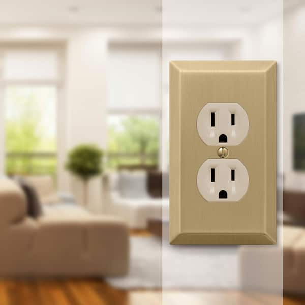 Metallic 1 Gang Duplex Outlet Steel Wall Plate - Brushed Bronze