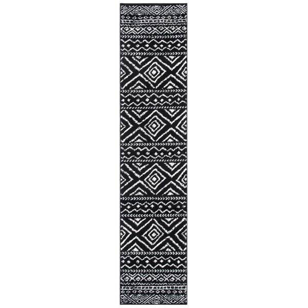 Tulum 2 x 19 Black/Ivory Tribal TUL267Z Runner Rug