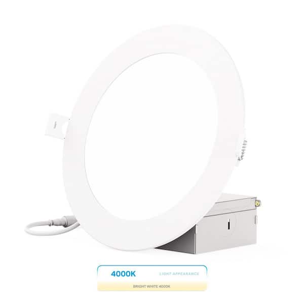 6 in. Canless 4000K Cool White 12W 1050LM Ultra-Thin New Construction Integrated LED Recessed Light Kit, Wet Rated