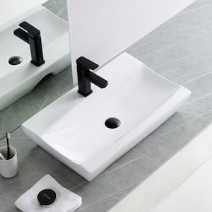 24.5 in. Ceramic Vessel Sink Topmount Bathroom Sink Basin in White