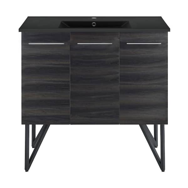 Swiss Madison Annecy 36 in. W Black Walnut Bathroom Vanity in Black with Ceramic Sink Top