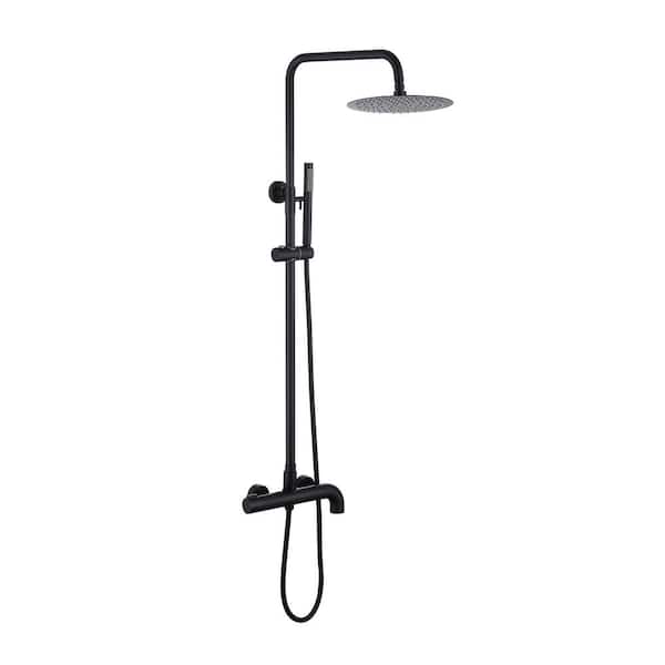 Tomfaucet 3-Spray Tub and Shower Faucet with Hand Shower in Matte Black (Valve Included)