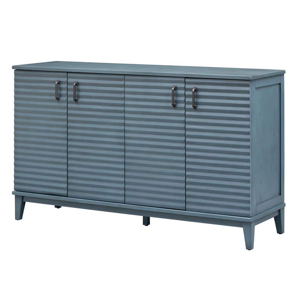 60 in. W x 18 in. D x 36 in. H Navy Blue Linen with 4Doors and