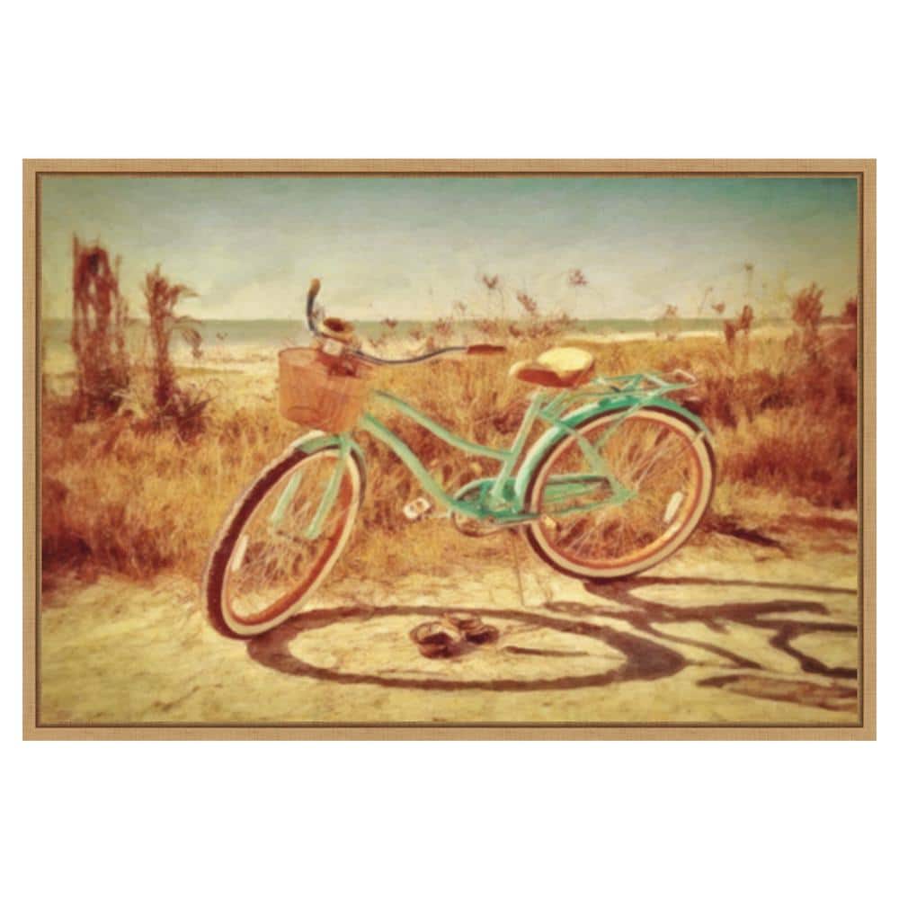 Sanibel Bike Framed Canvas Wall Art in Sylvie Maple Finish