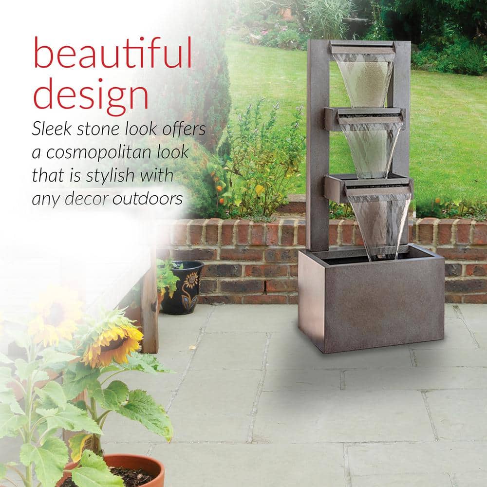 Alpine 43" Zinc Industrial Tiered Waterfall Fountain